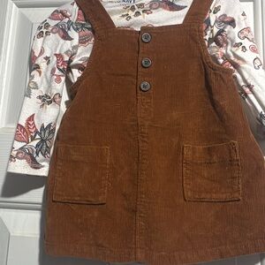 Brown Corduroy Kids Overall Dress